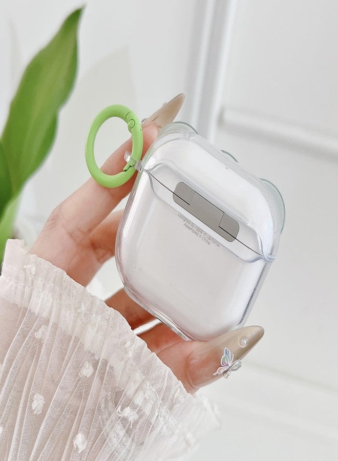 OTOPO Cute AirPods 4 Clear Case Grass Green, Girly 3D Bow Design Soft TPU Protective Shockproof Kawaii Apple iPod 4th Generation Cover with Cleaner Kit & Keychain Girls Women - Image 5