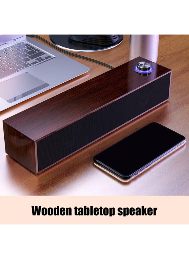 M MIAOYAN Computer Speakers - Wooden Multimedia Digital Speaker USB Powered 3.5mm AUX PC Speakers Surround Sound Portable Computer Sound Speaker for Desktop Laptop  - Image 2