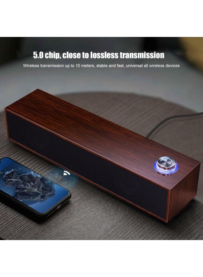 M MIAOYAN Computer Speakers - Wooden Multimedia Digital Speaker USB Powered 3.5mm AUX PC Speakers Surround Sound Portable Computer Sound Speaker for Desktop Laptop  - Image 4