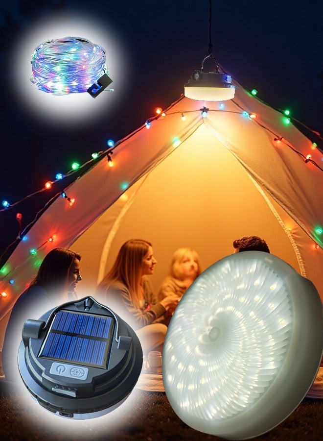 Generic Solar Camping Light Panel: Triple Lighting (Spotlight, Main Light, 10m String Lights) | Type-C Charging | Waterproof - Image 1