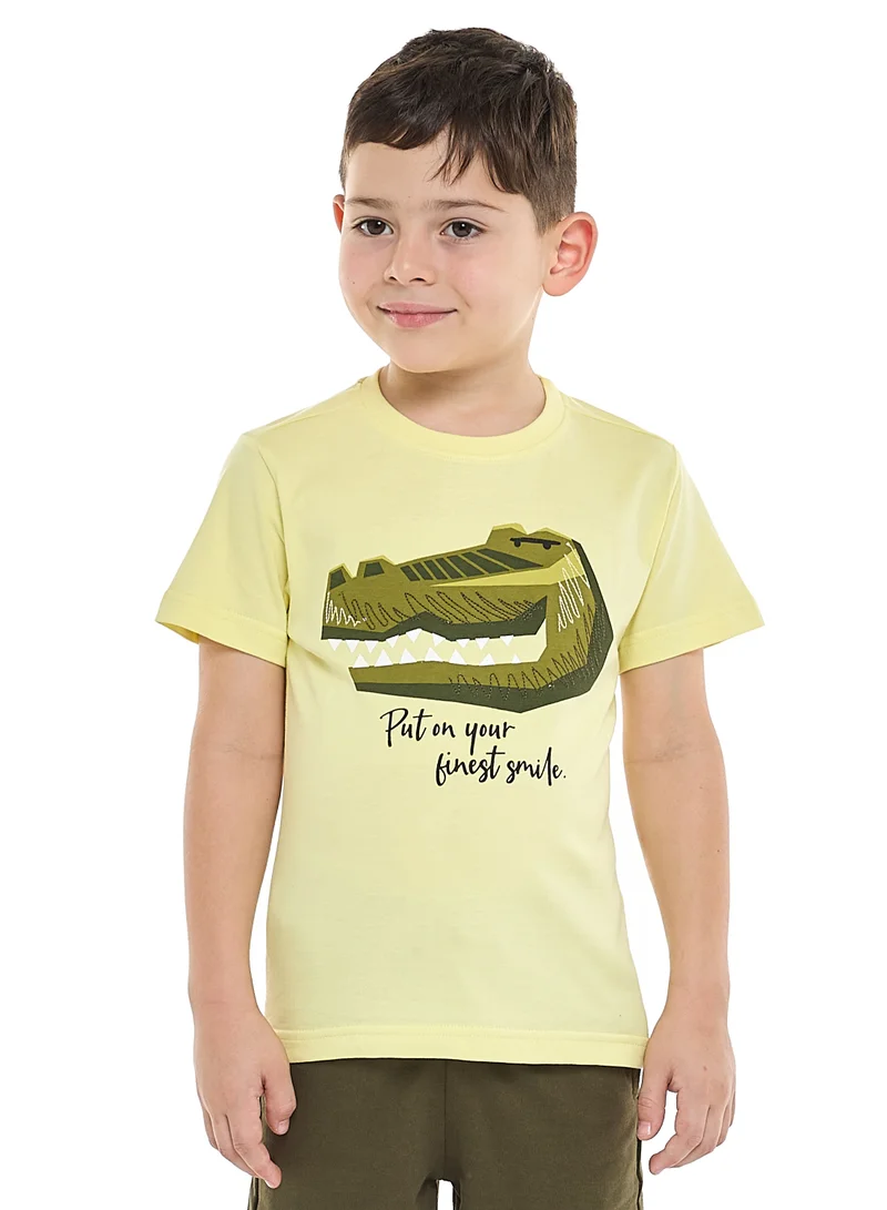 victor and jane Victor and Jane Printed T-Shirt & Pull-On Shorts with Pockets - Olive