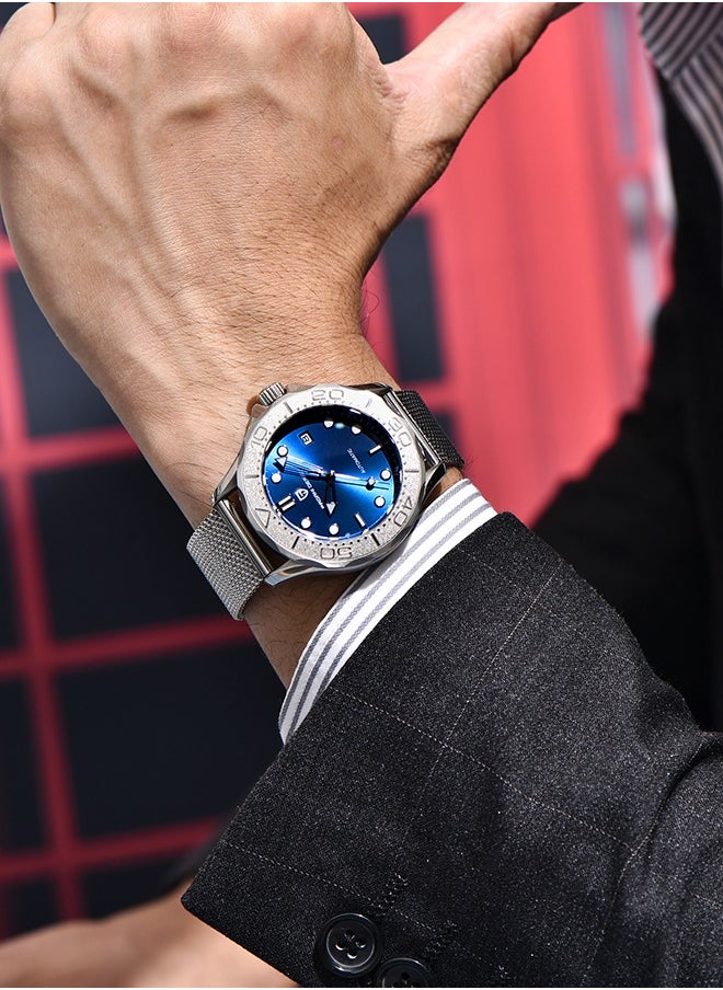 PAGANI DESIGN New Automatic Men's Watch Full Stainless Steel Mechanical 100M Waterproof Wrist Watch for Men, Synthetic Sapphire Dial Glass, Mesh Watch Strap  - Image 2