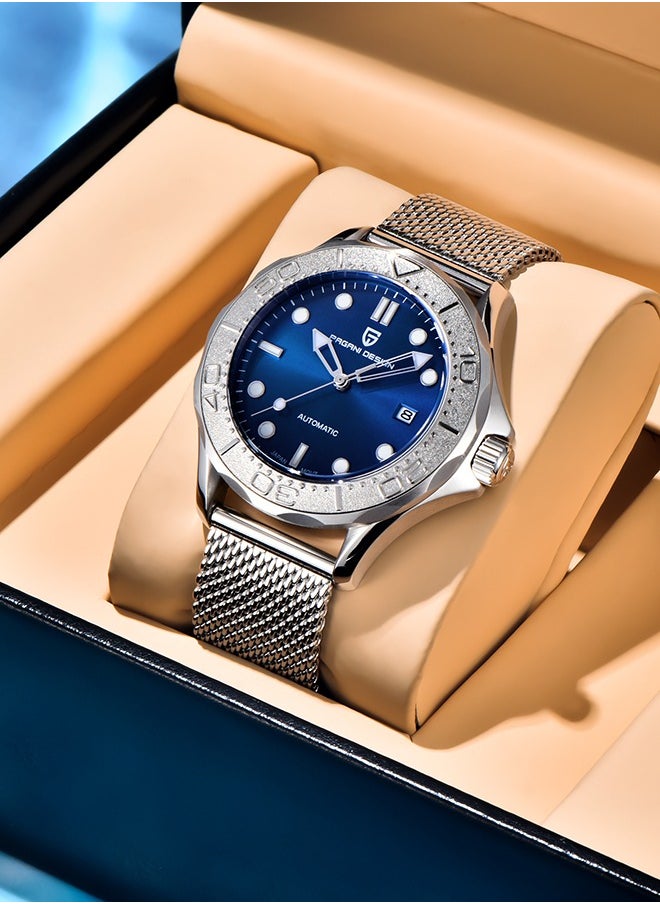 PAGANI DESIGN New Automatic Men's Watch Full Stainless Steel Mechanical 100M Waterproof Wrist Watch for Men, Synthetic Sapphire Dial Glass, Mesh Watch Strap  - Image 3