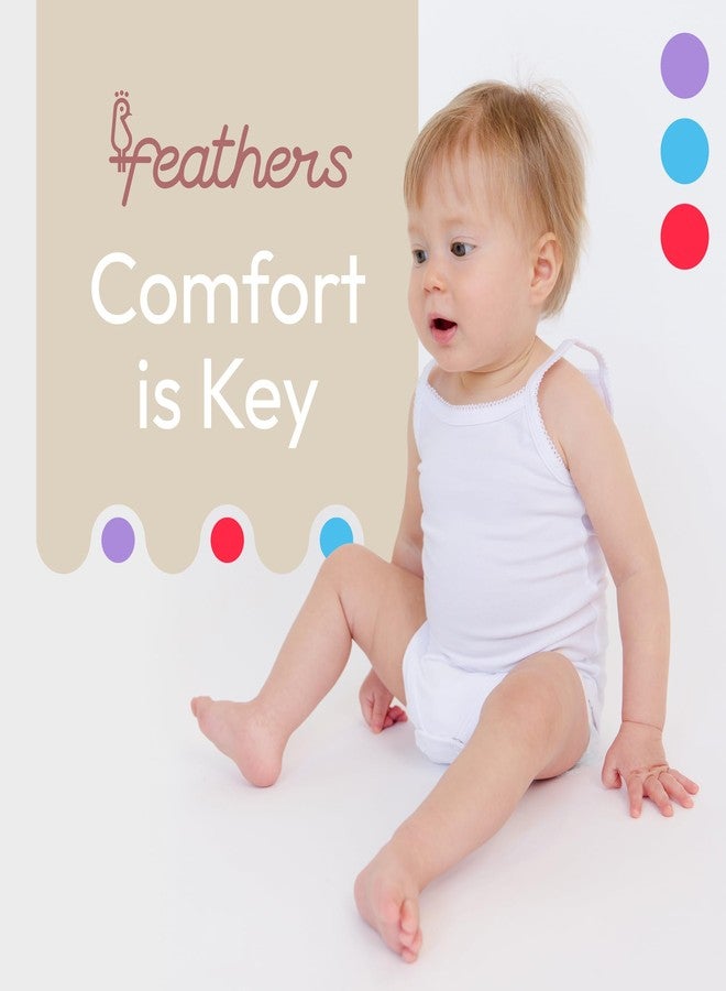 Feathers تيشيرتات داخلية بدون أكمام للأطفال الرضع من فيذرز - بدلة أطفال ناعمة للغاية من قطعة واحدة (عبوة من 4 قطع) (أبيض) (أبيض، 24 شهرًا) - Image 5