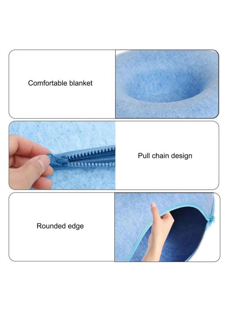 Generic 20In Cat Tunnel Bed for Indoor Cats,Removable Cat Nest,Indoor cat Hideout,Round Donut Felt Pet Nest,Semi-Closed Washable Cat Tunnel Nest, for All Dogs Cats(Blue, 50CM)  - Image 5