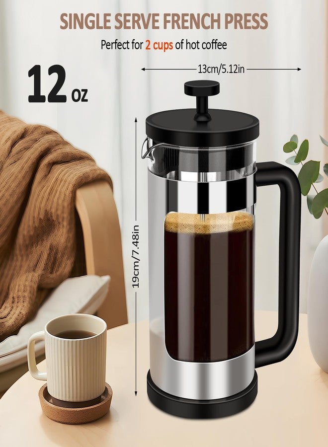 RAINBEAN French Press Coffee Maker 12 Oz, Mini Coffee Press 1 Cup, Single Serve French Press, With 3 Filterations, Heat Resistant Thickness Borosilicate Glass, Coffee Brewer Tea Press - Image 5