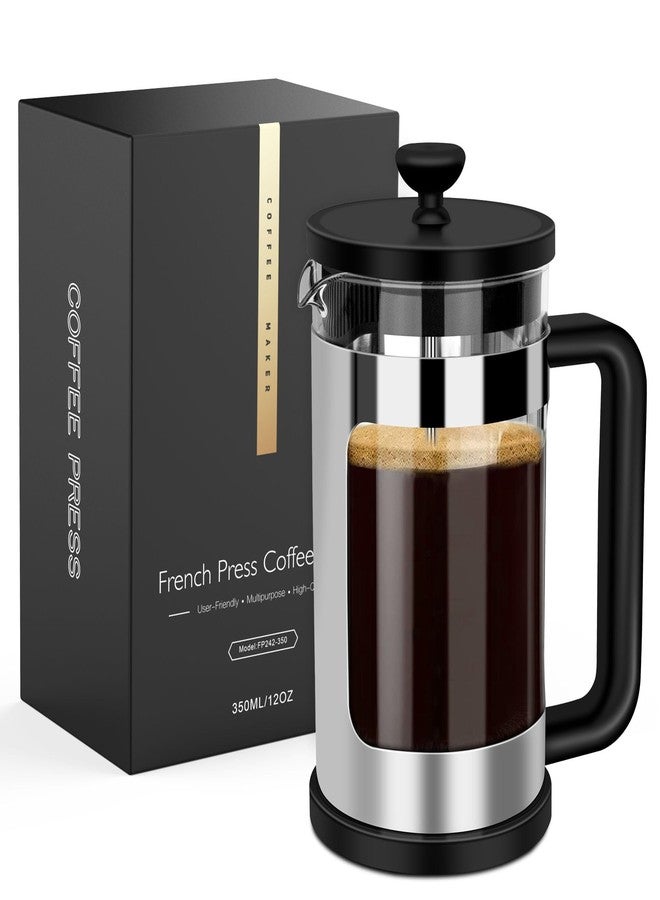 RAINBEAN French Press Coffee Maker 12 Oz, Mini Coffee Press 1 Cup, Single Serve French Press, With 3 Filterations, Heat Resistant Thickness Borosilicate Glass, Coffee Brewer Tea Press - Image 1