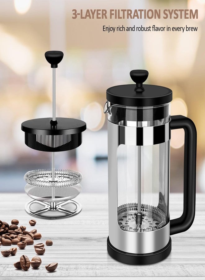 RAINBEAN French Press Coffee Maker 12 Oz, Mini Coffee Press 1 Cup, Single Serve French Press, With 3 Filterations, Heat Resistant Thickness Borosilicate Glass, Coffee Brewer Tea Press - Image 2