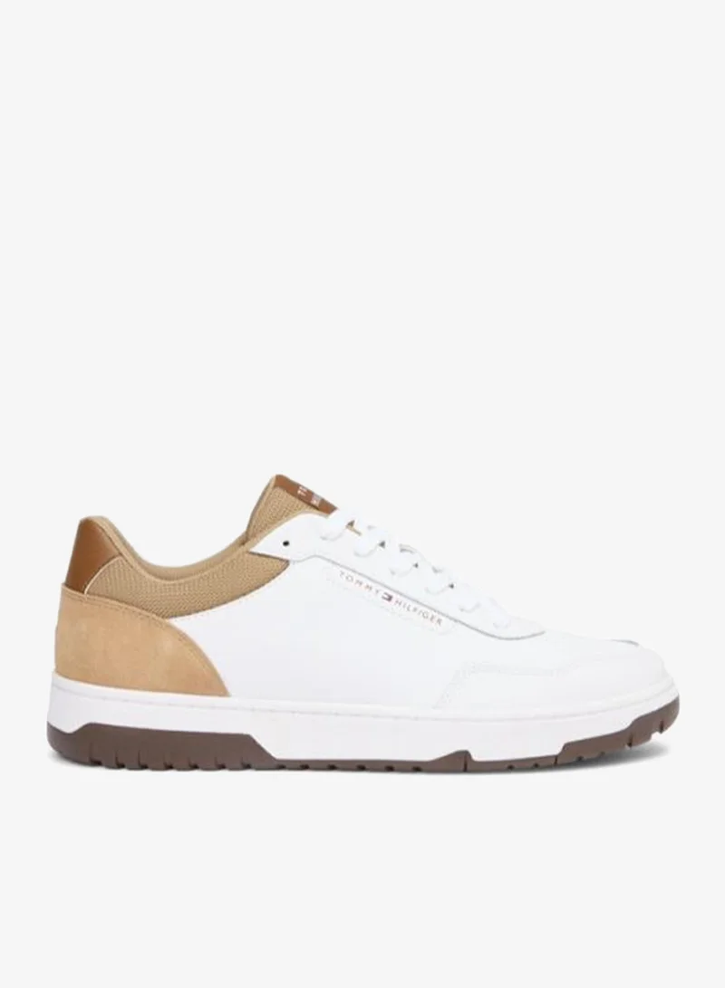 TOMMY HILFIGER Mixed Texture Basketball Trainers With Leather