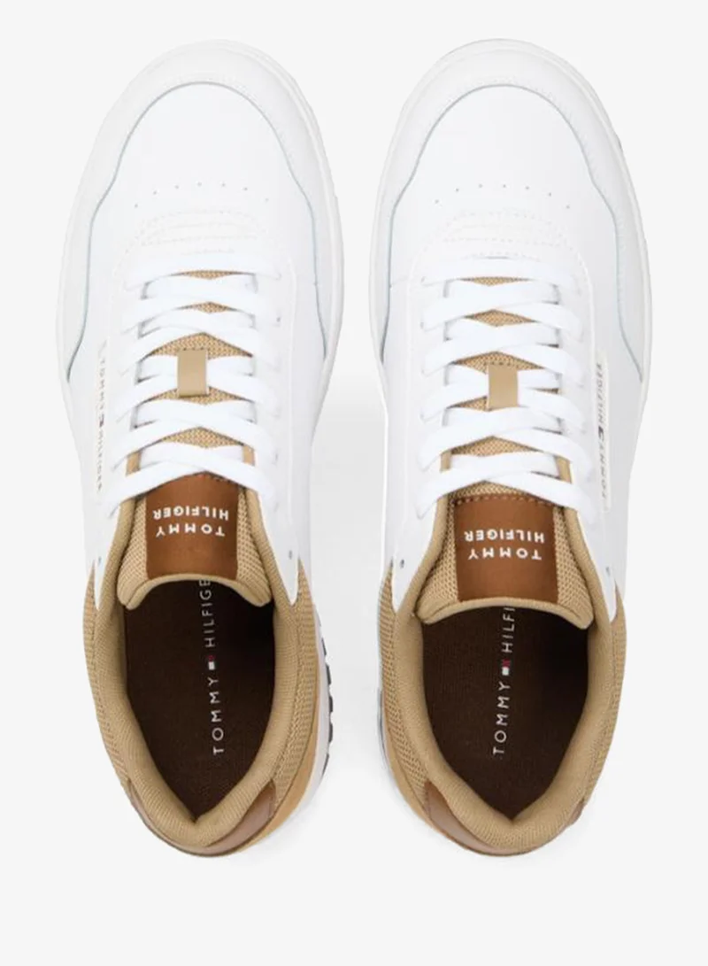 Tommy Hilfiger Driftwood Taupe Mixed Texture Basketball Sneakers With Leather for Men | Best Price UAE
