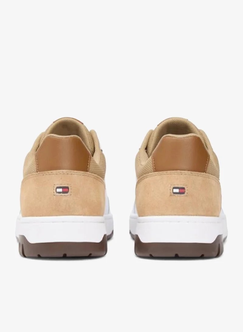 Tommy Hilfiger Driftwood Taupe Mixed Texture Basketball Sneakers With Leather for Men | Best Price UAE