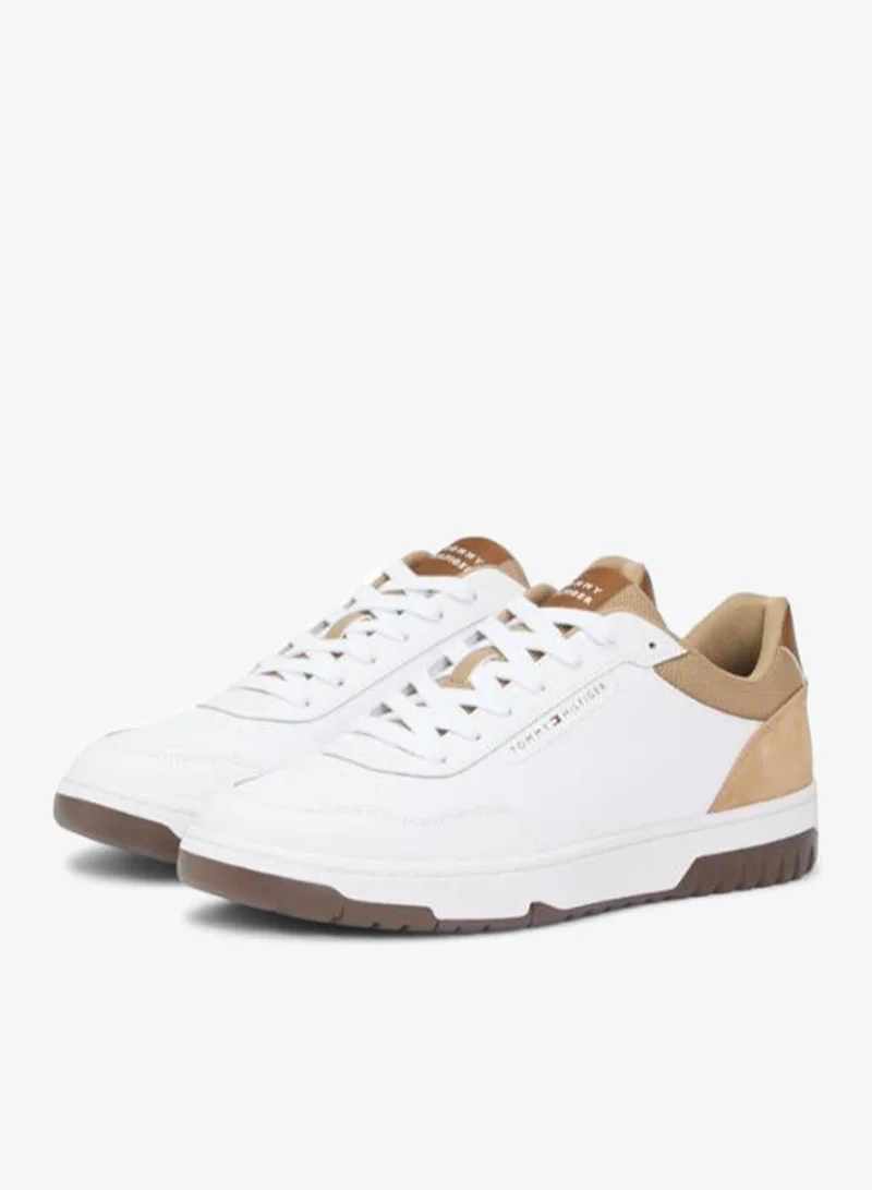 Tommy Hilfiger Driftwood Taupe Mixed Texture Basketball Sneakers With Leather for Men | Best Price UAE