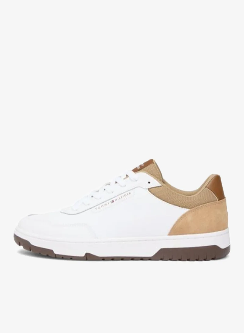Tommy Hilfiger Driftwood Taupe Mixed Texture Basketball Sneakers With Leather for Men | Best Price UAE