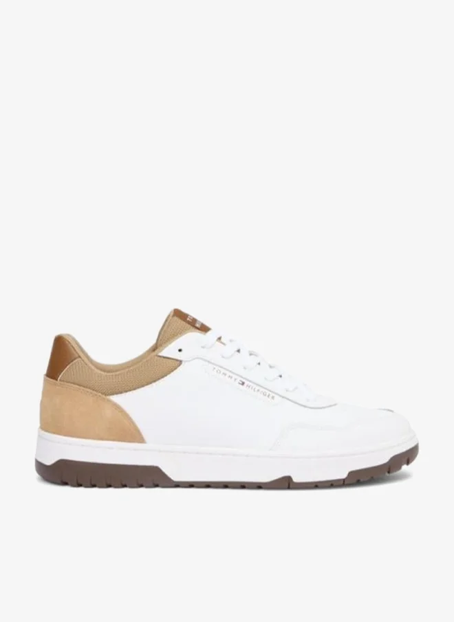 TOMMY HILFIGER Mixed Texture Basketball Trainers With Leather