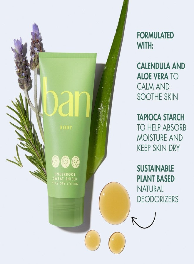 Ban Underboob Sweat Shield Stay Dry Lotion, Safe for Sensitive Skin, Free of Aluminum, Baking Soda & Talc, Soothing Aloe & Calendula, Unscented, 2.5 Oz - Image 3
