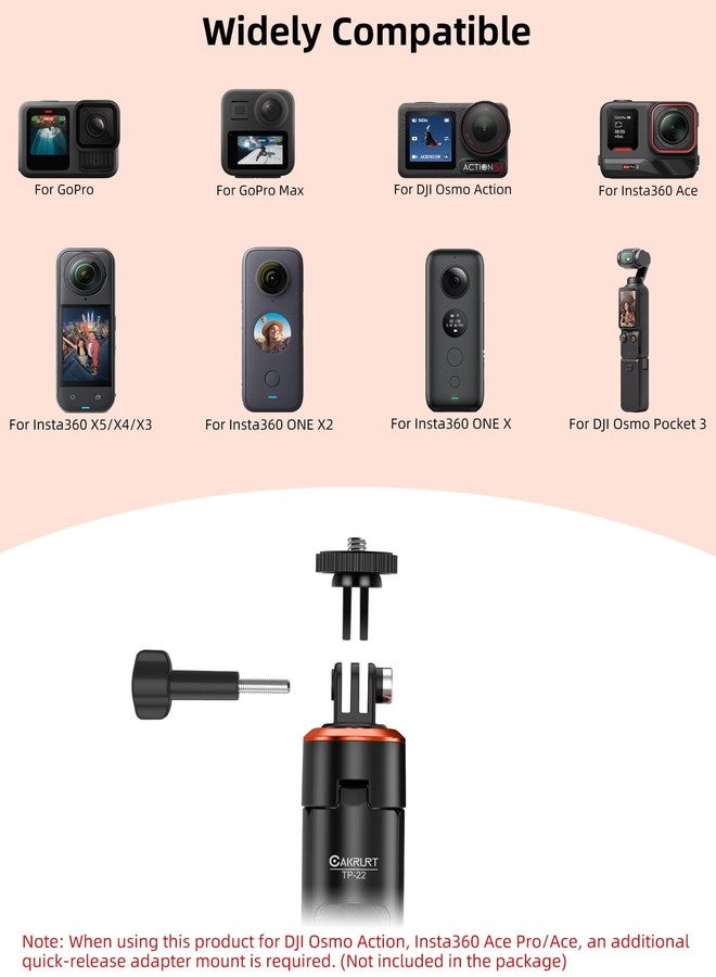 حامل ثلاثي القوائم قابل للتمديد بطول 53.5 بوصة لكاميرات GoPro، حامل ثلاثي القوائم محمول للسفر مع قضيب تمديد لكاميرات DJI Osmo Pocket 3 وGoPro Hero 13/12/11/10/9/Max وOsmo Action 5 Pro/4 وInsta360 X5/X4 - Image 2