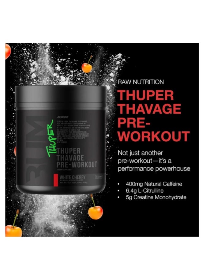 Raw Bum Thuper Thavage Pre-Workout Supplement Helps Muscle Pumps And Improved Blood Flow- Energy And Performance Citrus Grapefruit 630 Gm 20 Servings
