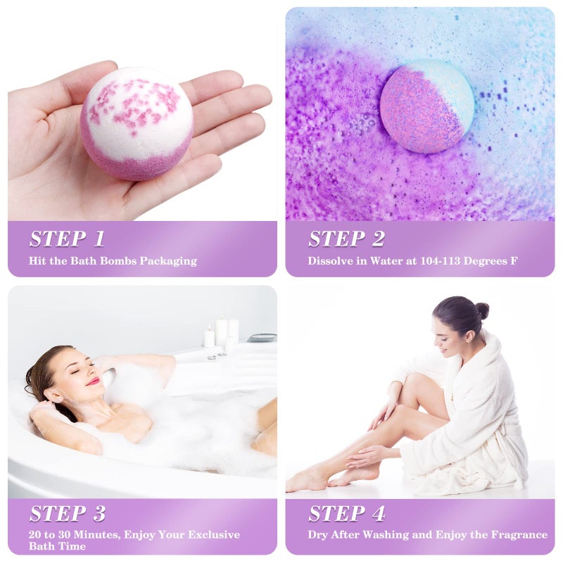 CalmNFiz مجموعة كرات الاستحمام CalmNFiz 20 قطعة للنساء مع تأثير الفقاعات الرائع مع زبدة الشيا والزيوت الأساسية، هدايا يوم الأم للمرأة، الزوجة، الصديقة - Image 5