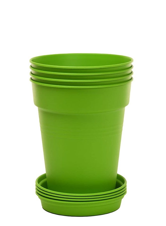Mintra Home Garden Pots 4pk - Flowers, Herbs, Plants, Indoor, Outdoor, Colorful, Wholesale, Bulk (Light Green, 17cm Diameter (6.6in)) - Image 1