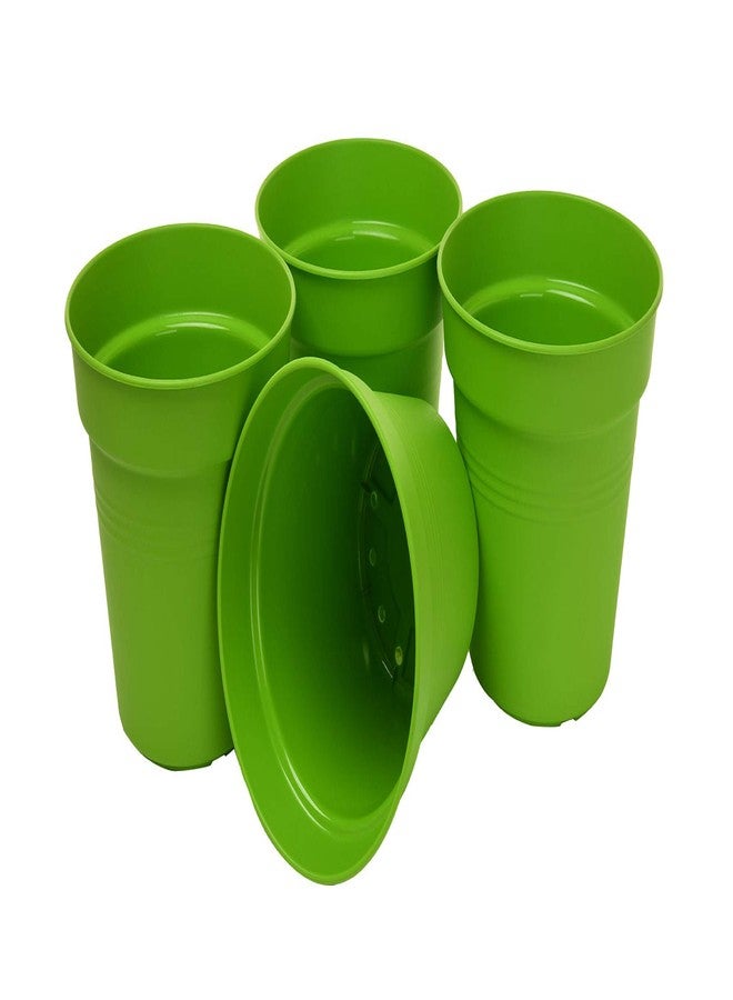 Mintra Home Garden Pots 4pk - Flowers, Herbs, Plants, Indoor, Outdoor, Colorful, Wholesale, Bulk (Light Green, 17cm Diameter (6.6in)) - Image 2