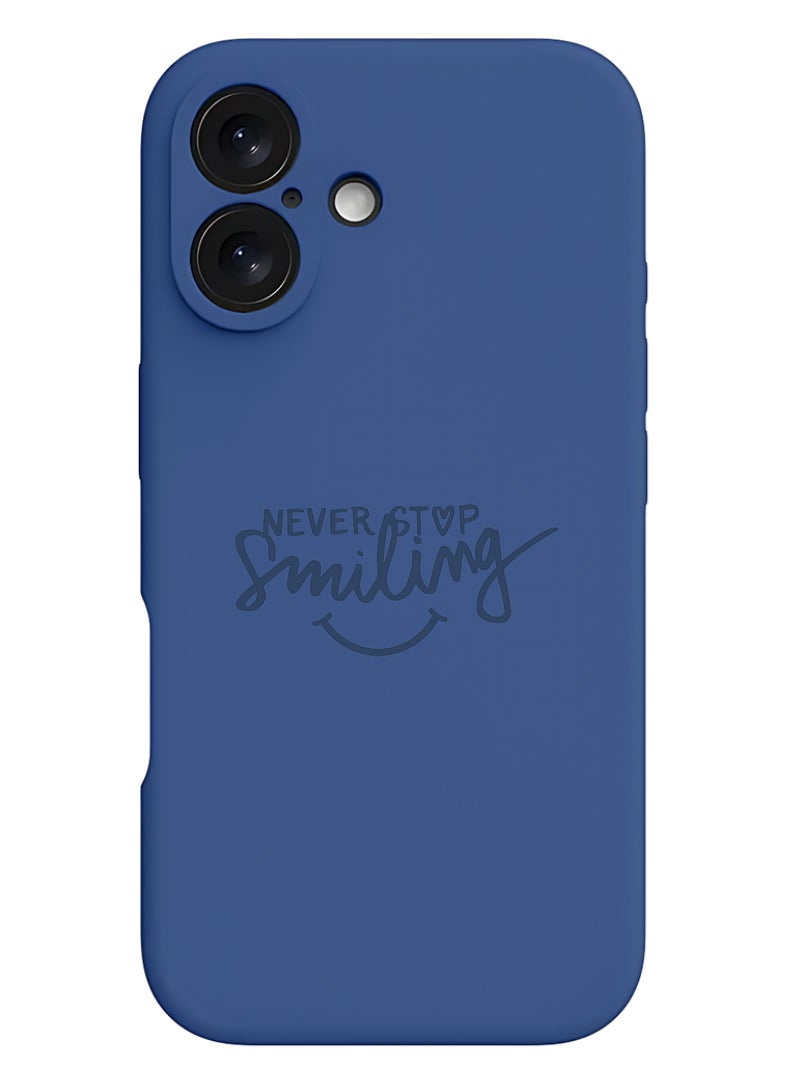 Theodor Protective Slim Fit Case Liquid Silicone Cover with Full Body Protection Anti-Scratch Shockproof Case For Apple iPhone 17 (Blue) Never Stop Smilling - Image 1