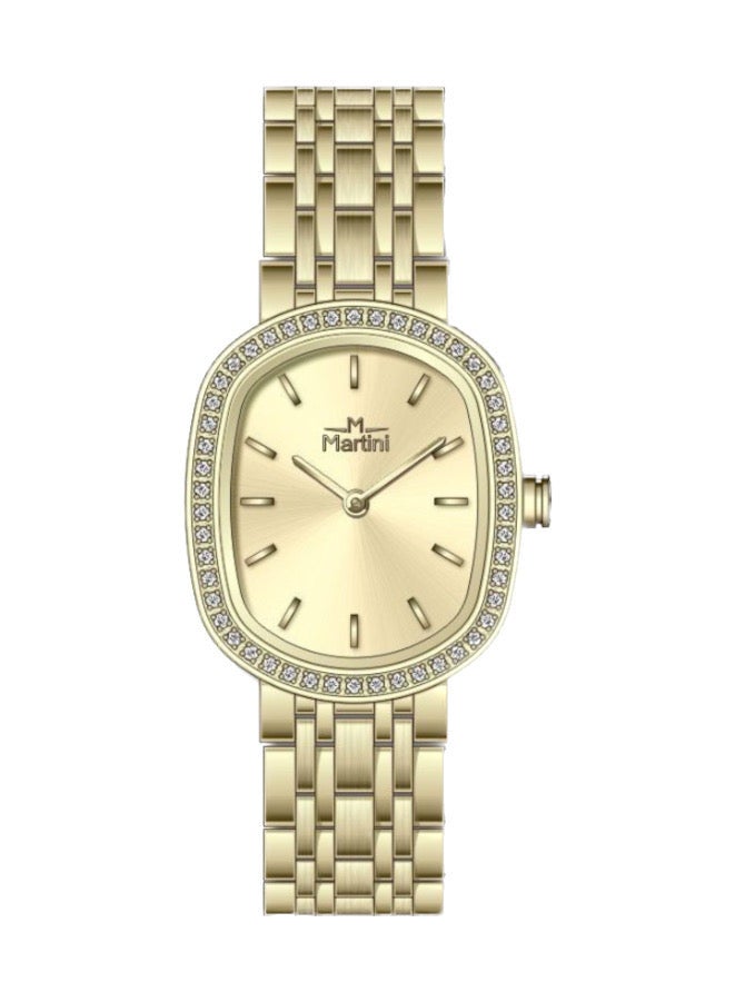 MARTINI Embellished Ovale Gold Dial Analog Watch - Image 1