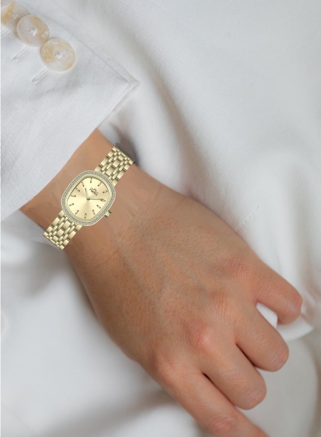 MARTINI Embellished Ovale Gold Dial Analog Watch - Image 4