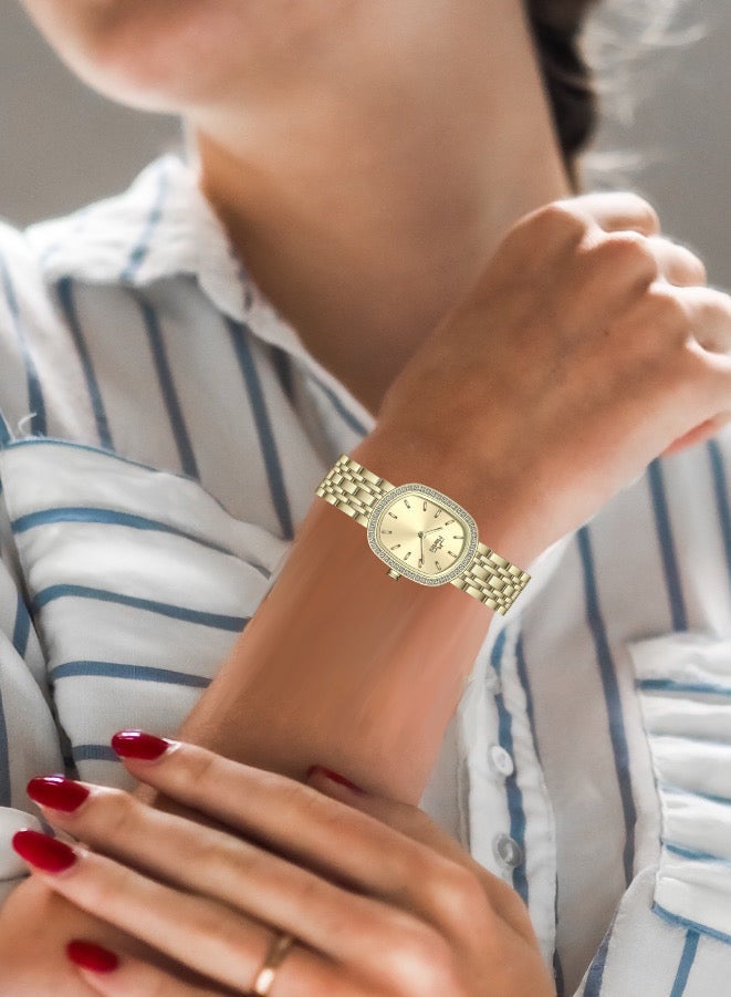 MARTINI Embellished Ovale Gold Dial Analog Watch - Image 2