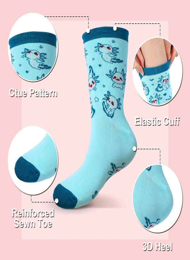 Bonuci 6 Pairs Axolotl Cupcake Socks Bulk for Women Christmas Axolotl Socks Gifts for Xmas Winter Valentines DIY Sock Gifts - Image 4