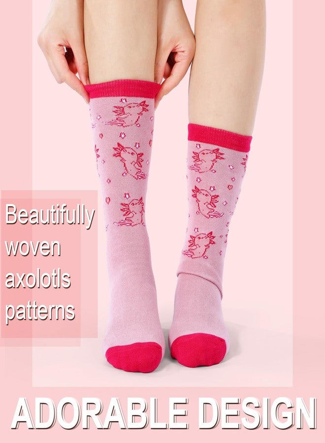 Bonuci 6 Pairs Axolotl Cupcake Socks Bulk for Women Christmas Axolotl Socks Gifts for Xmas Winter Valentines DIY Sock Gifts - Image 3