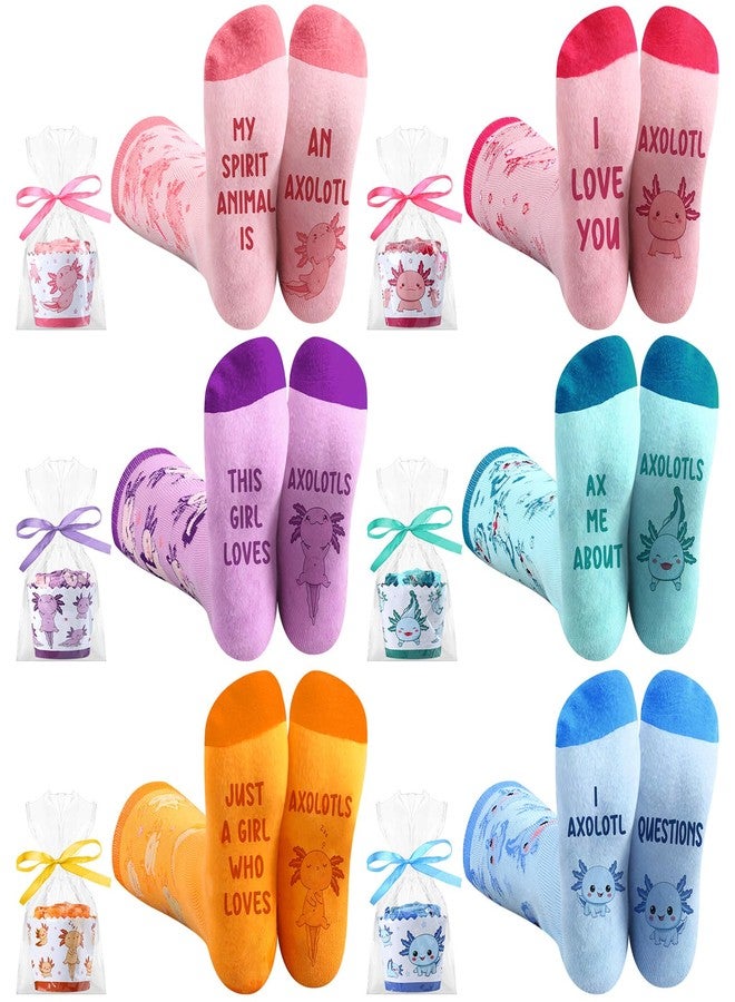 Bonuci 6 Pairs Axolotl Cupcake Socks Bulk for Women Christmas Axolotl Socks Gifts for Xmas Winter Valentines DIY Sock Gifts - Image 1