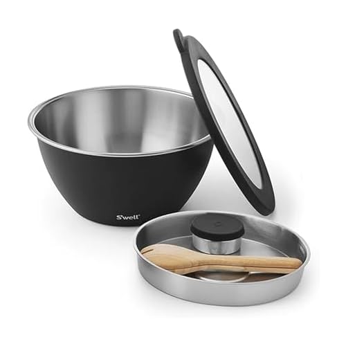 S'well Stainless Steel Salad Bowl Kit XL 184oz, Onyx, Includes 5oz Canister For Dressing, Serving Utensils, and Removable Tray, Leakproof, Easy to Clean, Dishwasher and Refrigerator Safe - Image 1