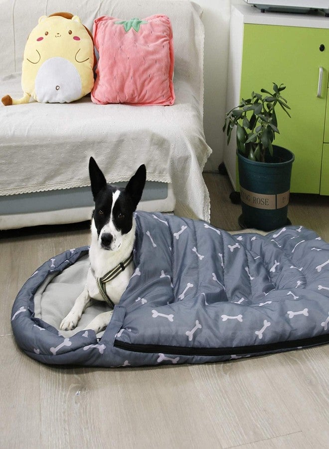 GeerDuo Waterproof Dog Sleeping Bag, Warm Insulated Packable Pet Bed Mat with Anti-Slip Bottom & Storage Bag, Tear-Resistant Portable Dog Bed for Indoor Car Travel Camping Hiking Backpacking (Bone,L) - Image 1