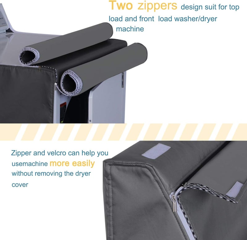 AKEfit Washing Machine Cover, Zipper Design,Fit for Outside Top or Front Load Washer/Dryer Waterproof Dustproof Sunproof W29”D28”H43” - Image 5