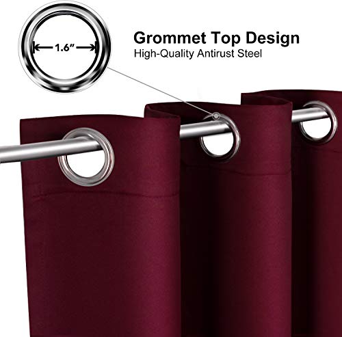 ChrisDowa Grommet Blackout Curtains for Bedroom and Living Room - 2 Panels Set Thermal Insulated Room Darkening Curtains (Burgundy Red, 42W x 63L) - Image 2