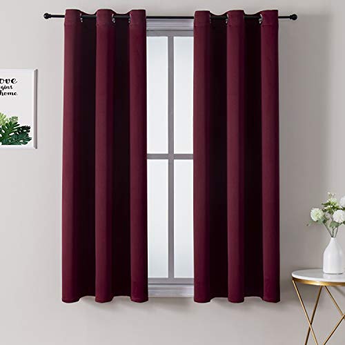 ChrisDowa Grommet Blackout Curtains for Bedroom and Living Room - 2 Panels Set Thermal Insulated Room Darkening Curtains (Burgundy Red, 42W x 63L) - Image 1