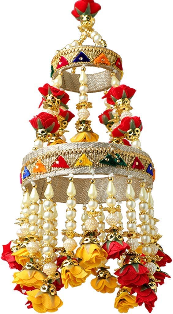 The Decor Affair 2 Pcs Round Centerpiece Hanging Jhoomar Rose Flower Ornaments - Add a Touch of Elegance and Beauty to Your Celebrations. - Image 2