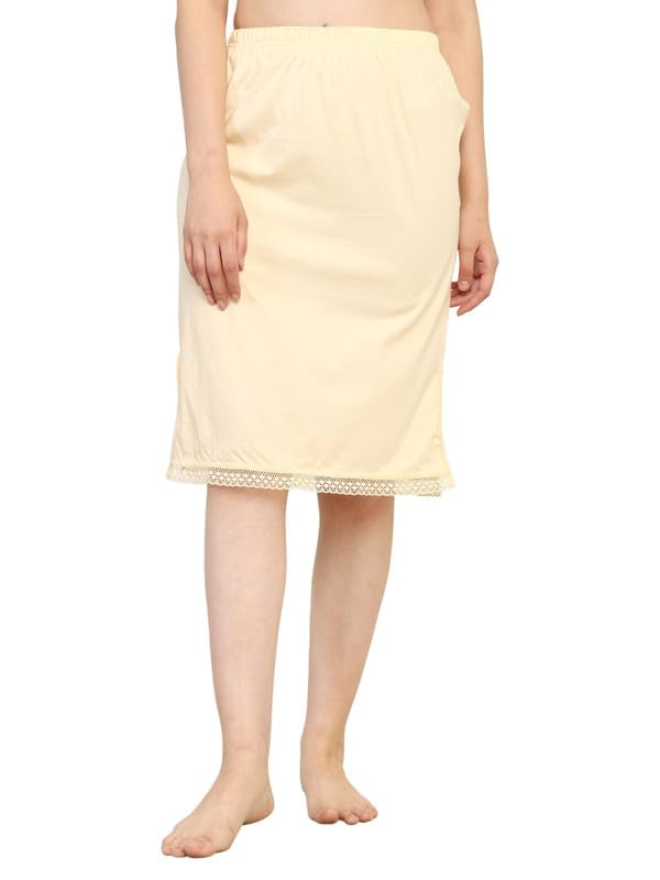 TIZEE Cotton Under Skirt for Women Skin Soft & Breathable Slip Skirt for Saree, Dresses & Layering Anti-Static Comfortable Fit Size S - Image 3