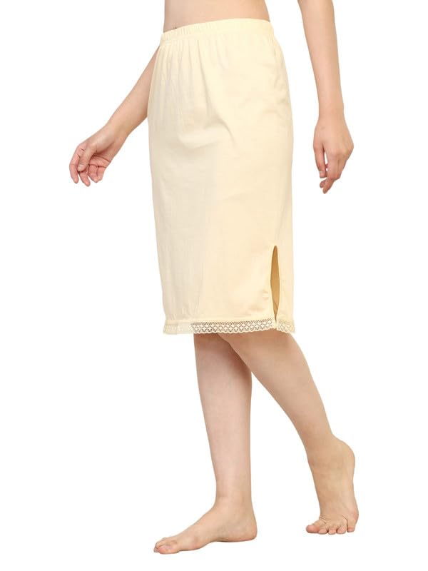 TIZEE Cotton Under Skirt for Women Skin Soft & Breathable Slip Skirt for Saree, Dresses & Layering Anti-Static Comfortable Fit Size S - Image 4