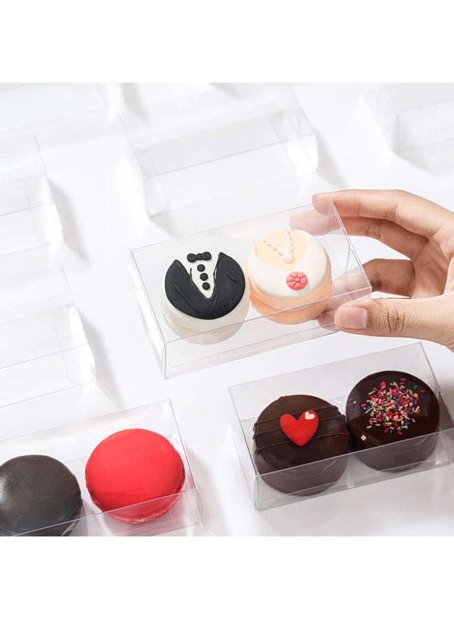 SLShePack 100PCS Clear Macaron Boxes for 2, Chocolate Covered Orec Boxes Favor Boxes Treat Boxes Pastry Boxes for Christmas Party Birthday Wedding(4.17" x 2.17" x 1.38") - Image 5