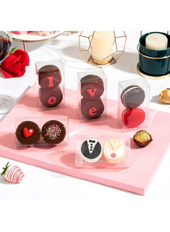 SLShePack 100PCS Clear Macaron Boxes for 2, Chocolate Covered Orec Boxes Favor Boxes Treat Boxes Pastry Boxes for Christmas Party Birthday Wedding(4.17" x 2.17" x 1.38") - Image 4