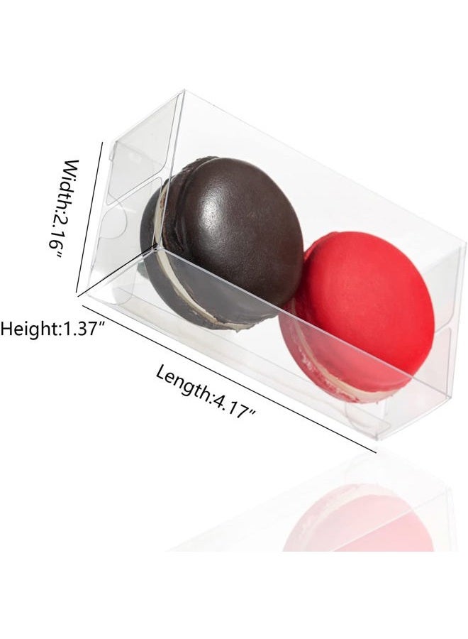 SLShePack 100PCS Clear Macaron Boxes for 2, Chocolate Covered Orec Boxes Favor Boxes Treat Boxes Pastry Boxes for Christmas Party Birthday Wedding(4.17" x 2.17" x 1.38") - Image 3