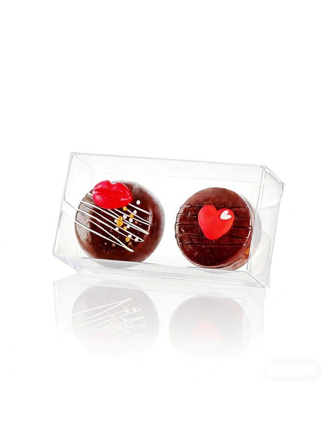 SLShePack 100PCS Clear Macaron Boxes for 2, Chocolate Covered Orec Boxes Favor Boxes Treat Boxes Pastry Boxes for Christmas Party Birthday Wedding(4.17" x 2.17" x 1.38") - Image 1