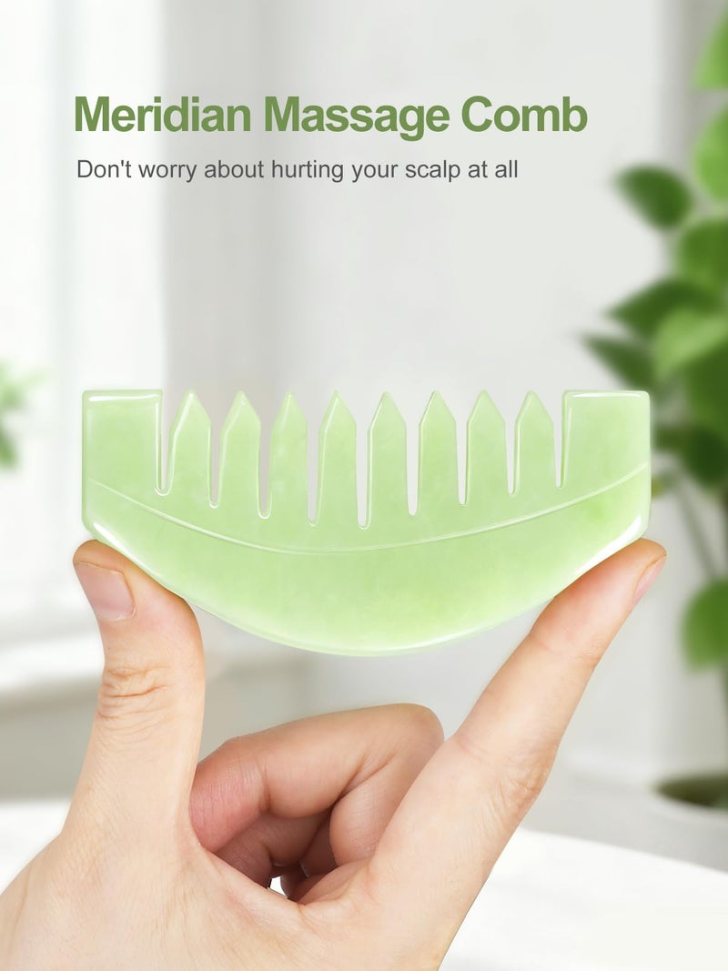 airogym 2 PCS Natural Jade Massage Comb, Guasha Scraping Scalp Comb, Multi-Functional Handheld Head Massage Tools, Meridians Massager for Head Caring, Relaxation, Physical Therapy, Acupoint Treatment - Image 3
