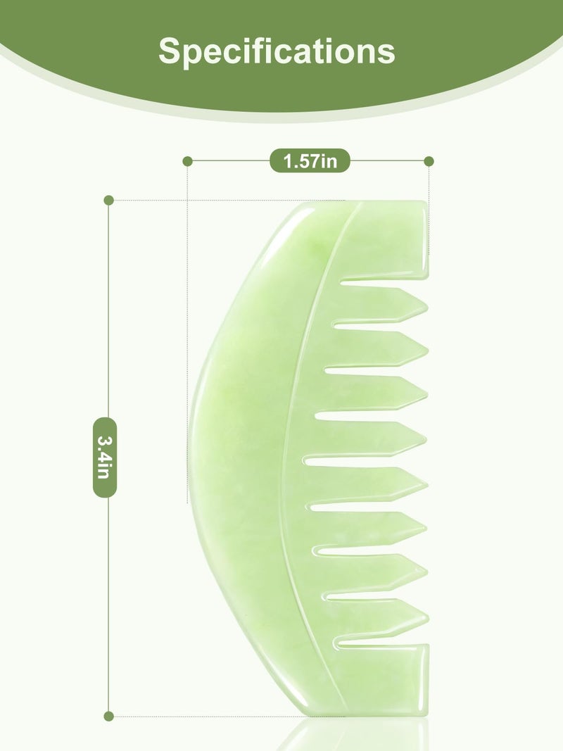 airogym 2 PCS Natural Jade Massage Comb, Guasha Scraping Scalp Comb, Multi-Functional Handheld Head Massage Tools, Meridians Massager for Head Caring, Relaxation, Physical Therapy, Acupoint Treatment - Image 2