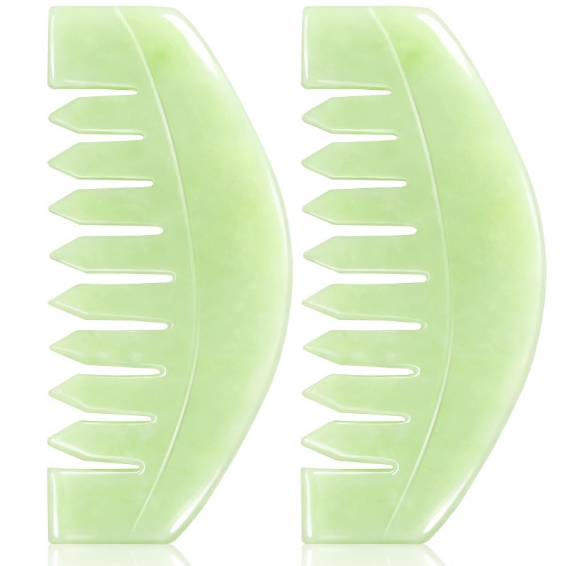 airogym 2 PCS Natural Jade Massage Comb, Guasha Scraping Scalp Comb, Multi-Functional Handheld Head Massage Tools, Meridians Massager for Head Caring, Relaxation, Physical Therapy, Acupoint Treatment - Image 1