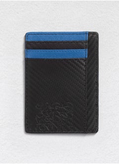 Leather card wallet with Arabic calligraphy ornament, carbon fiber design and RFID protection