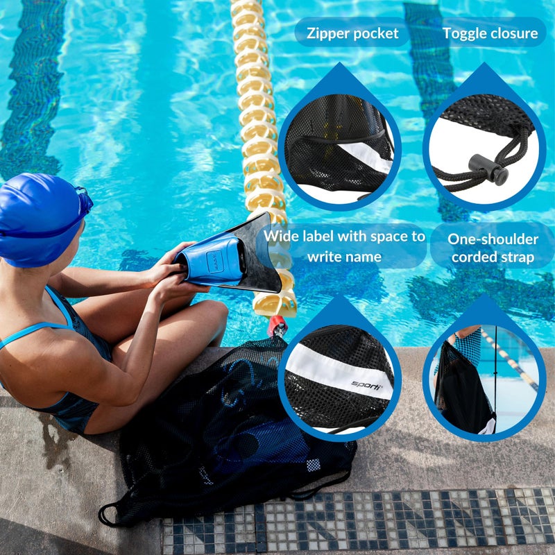 Sporti Swimming Equipment Bags, Mesh Drawstring Backpack, Swim Bag for Swimmers, Mesh Backpack for Beach, Gym and Workout Gear - Mesh Bag with Zipper Pocket - Purple - Image 4