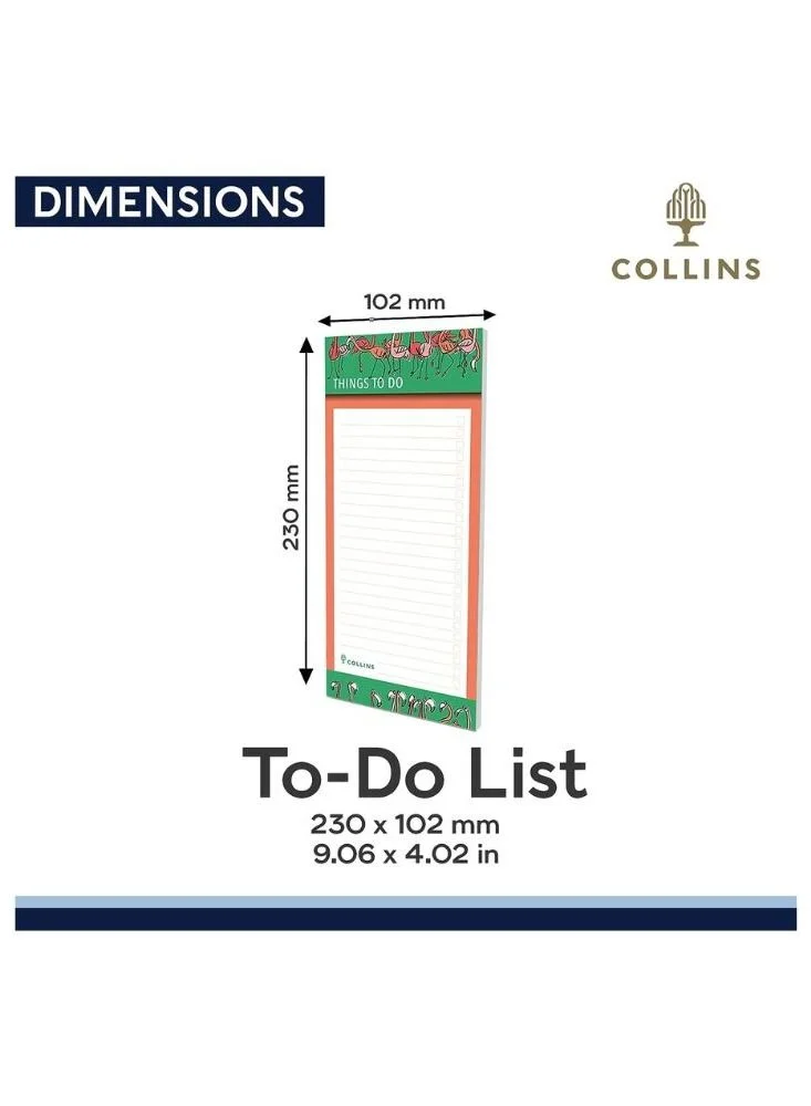 Collins Collins Flourish To Do List Notepad with Slim Magnetic Pad - Flamingo Design