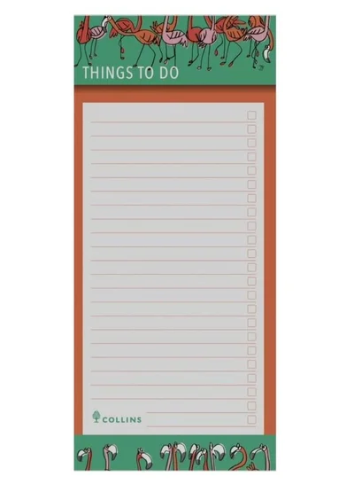 Collins Collins Flourish To Do List Notepad with Slim Magnetic Pad - Flamingo Design
